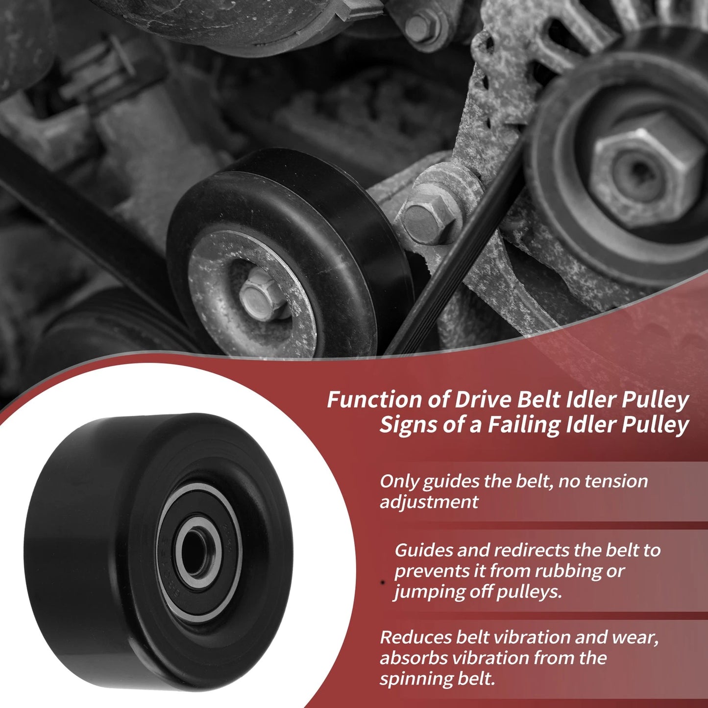 Accessory Drive Belt Idler Pulley for Toyota RAV4, Sienna, Lexus (2001-2023)