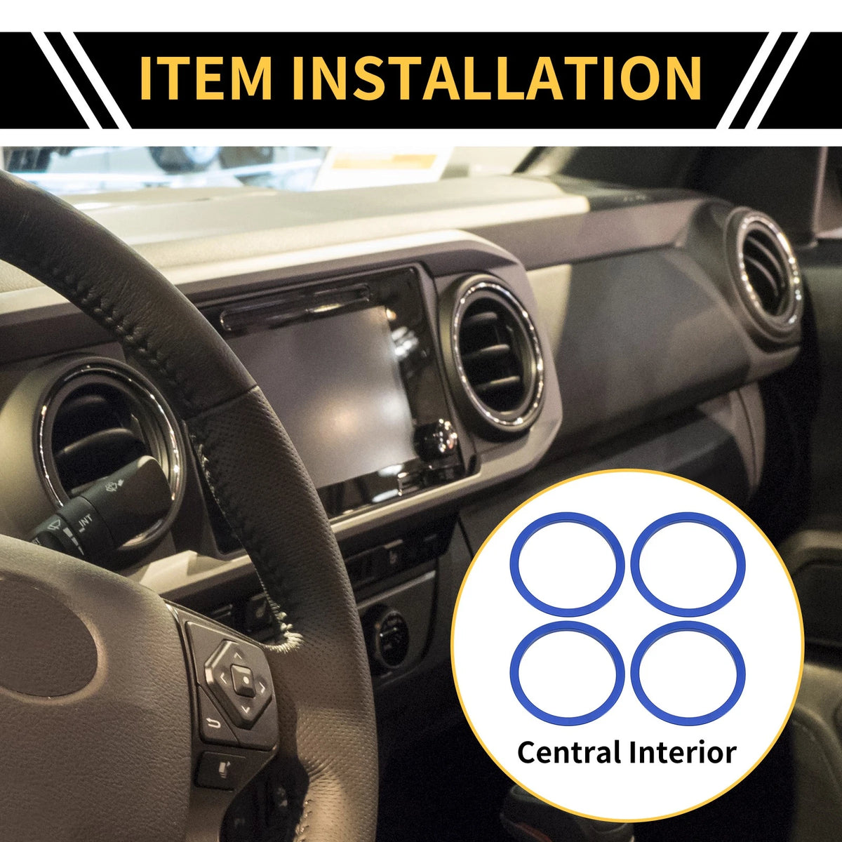 AC Vent Dashboard Decoration Rings / Blue 1set for Toyota Tacoma (2016–2023)