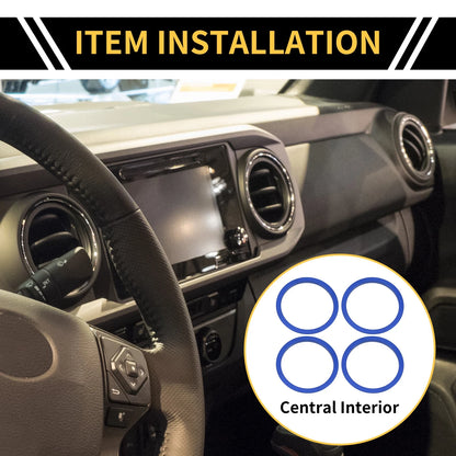 AC Vent Dashboard Decoration Rings / Blue 1set for Toyota Tacoma (2016–2023)