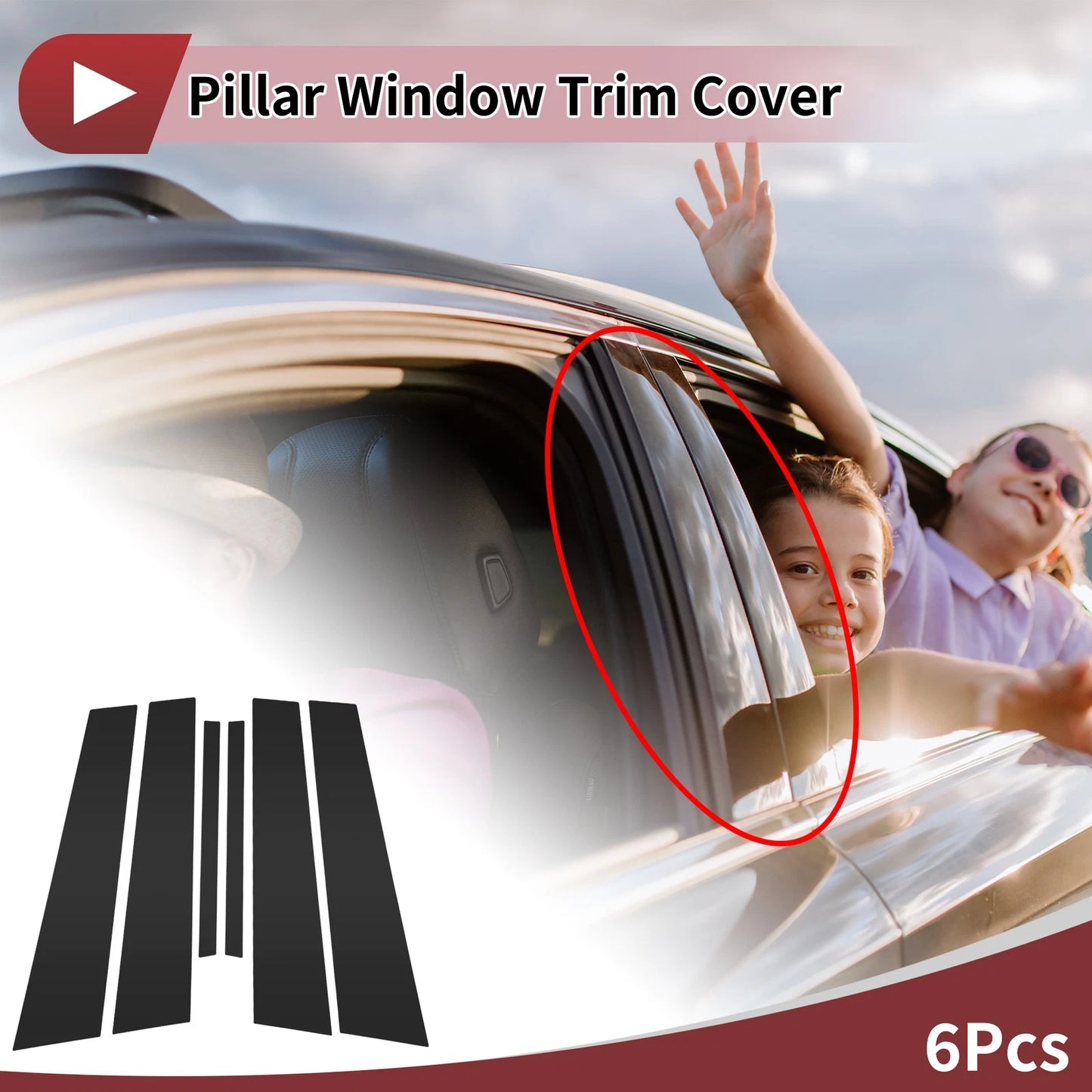 6 Pcs Car Door Pillar Window Trim for Nissan Maxima (2016-2023) Black