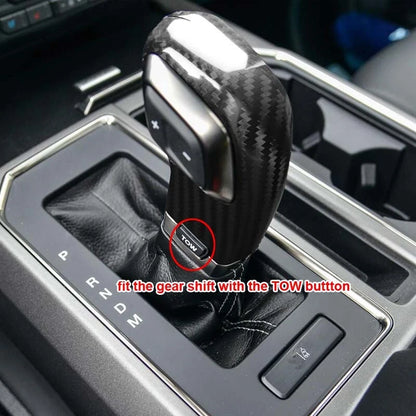 Carbon Fiber Gear Shifter Grap Handle Knob Cover Trim for Ford F-150 2017-2018