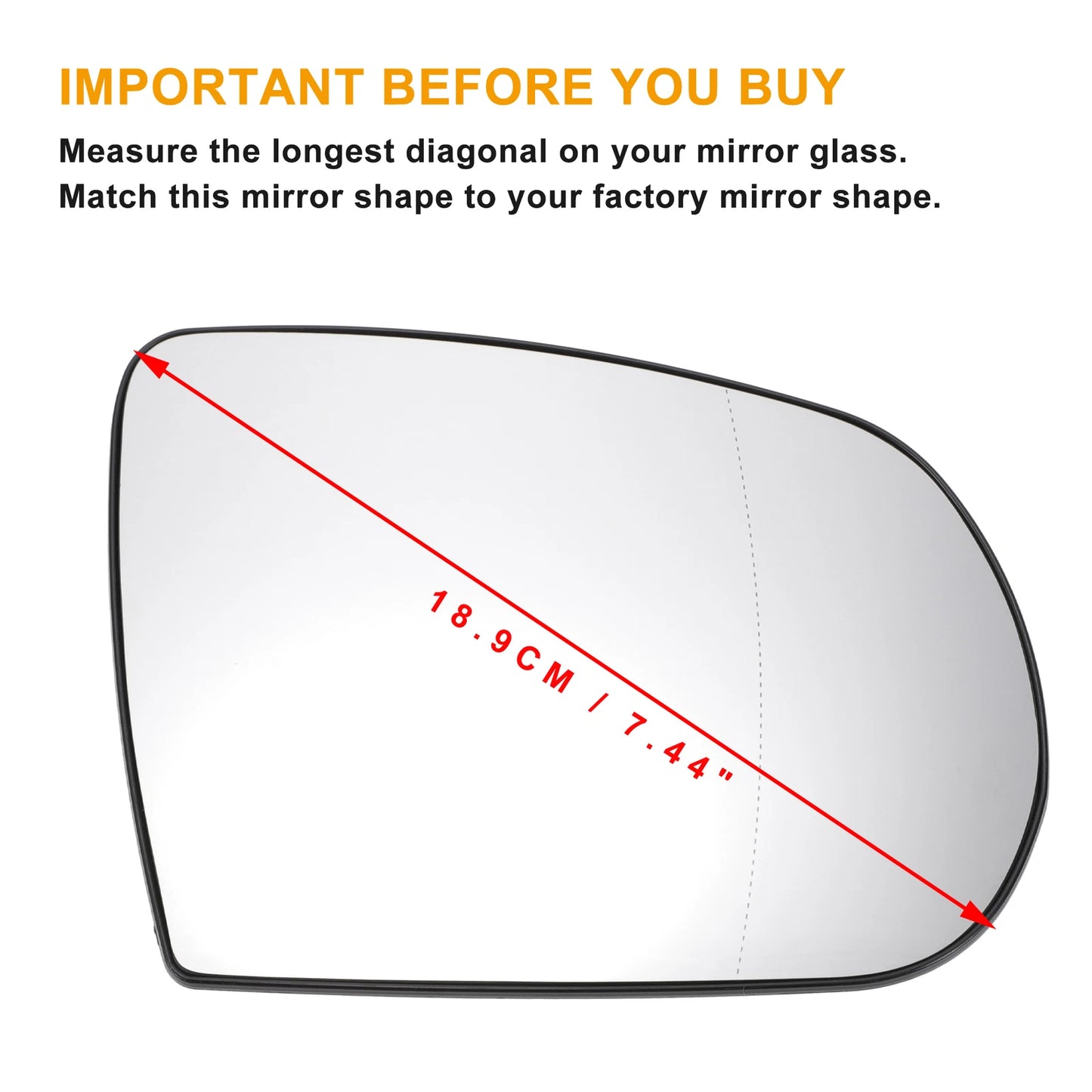 Right Side White Heated Mirror Glass for Jeep Grand Cherokee, Compass