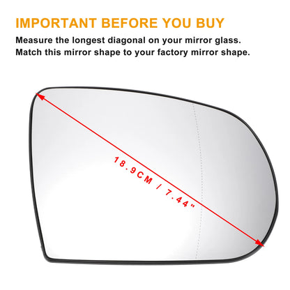Right Side White Heated Mirror Glass for Jeep Grand Cherokee, Compass