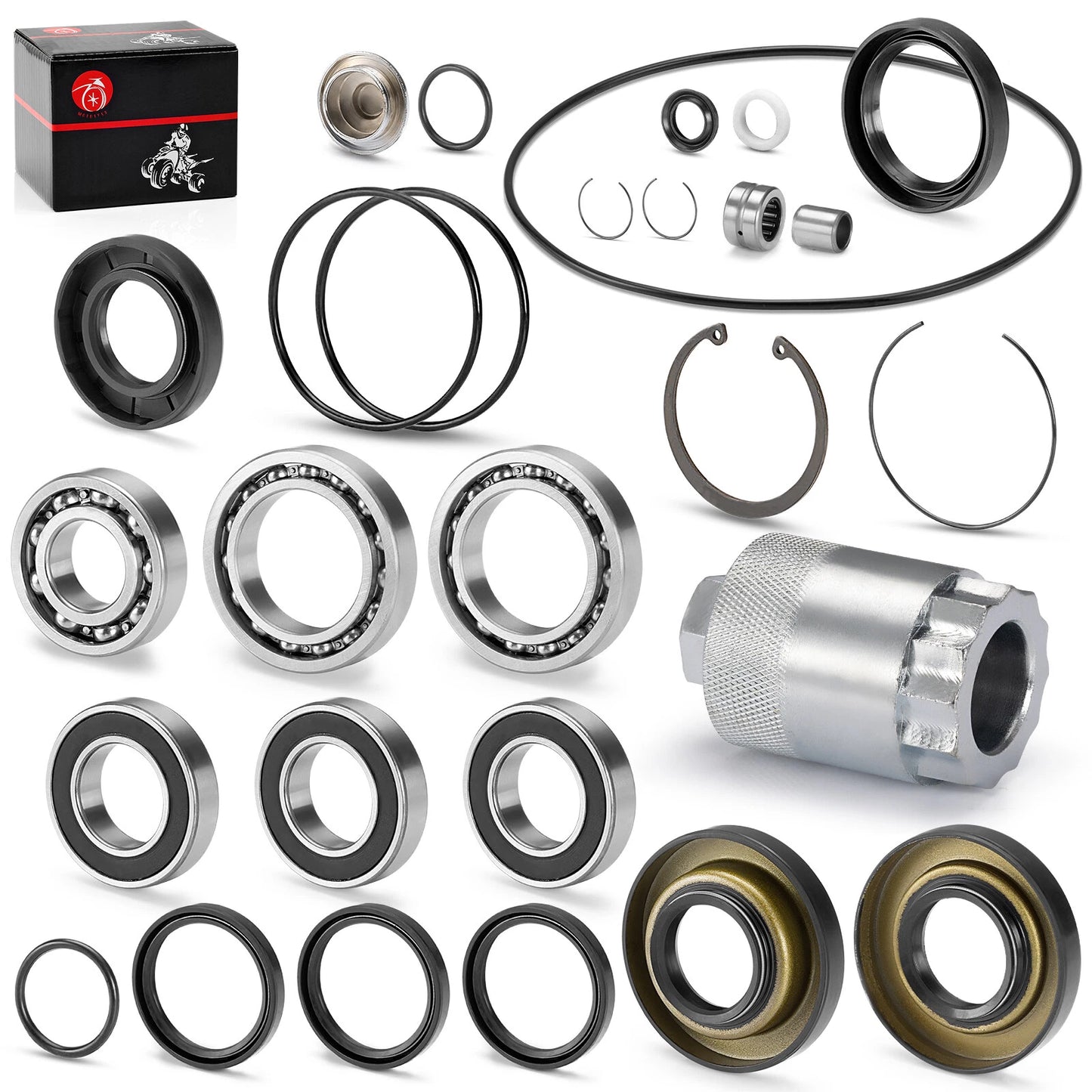 Rear Differential Bearings Seals Kit w/Nut Tool for Honda Recon 250 TRX250