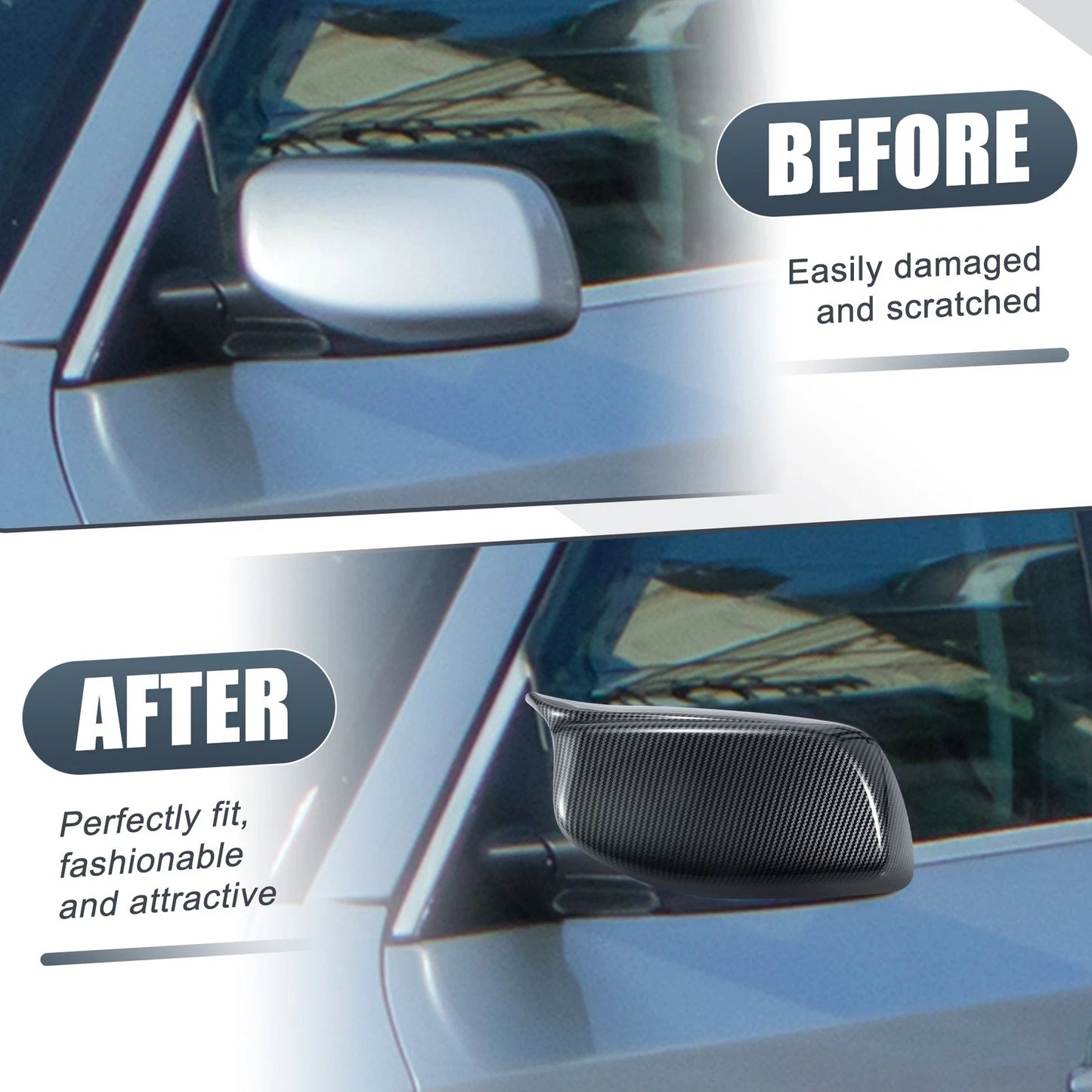 Rearview Mirror Cover Cap Black Carbon Fiber for BMW 5 Series 6 Series