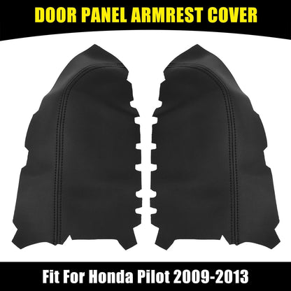 Black Microfiber Leather Door Panel Armrest Covers for Honda Pilot (2009-2013)