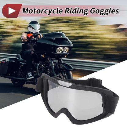 Motorcycle Riding Goggles Silver Tone Lens Black Frame for Cycling Sunglasses