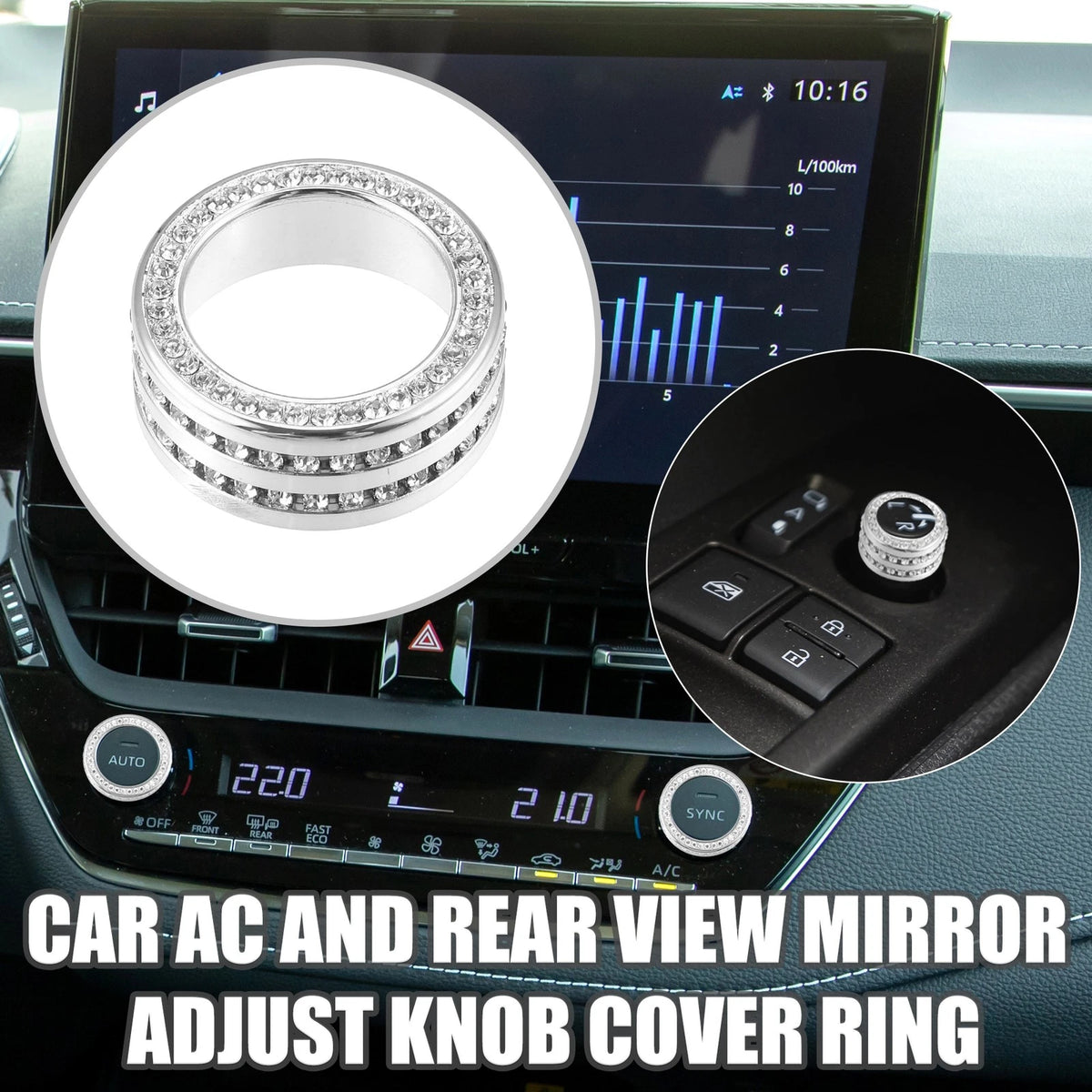 AC and Rear View Mirror Adjust Knob Cover Ring for Toyota Corolla