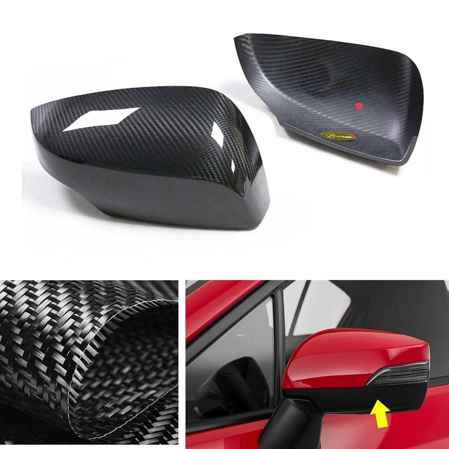 2 x Rear Side Mirror Covers for Subaru WRX / WRX STI (2015-2021)