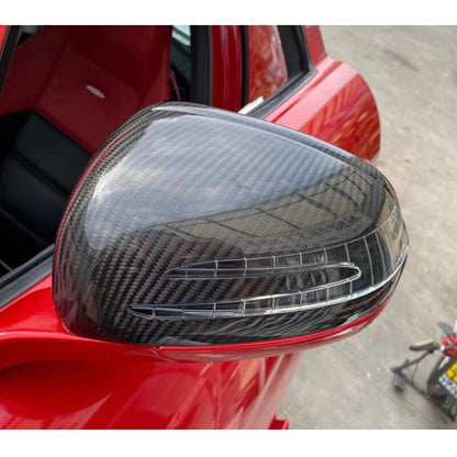 Real Carbon Fiber Stick-on Side Mirror Caps Trim for Benz R172 SLK SLC SL AMG GT