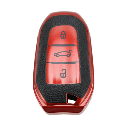 Red TPU Key Fob Shell Cover Case for Peugeot 308, 408 (2007-2023)