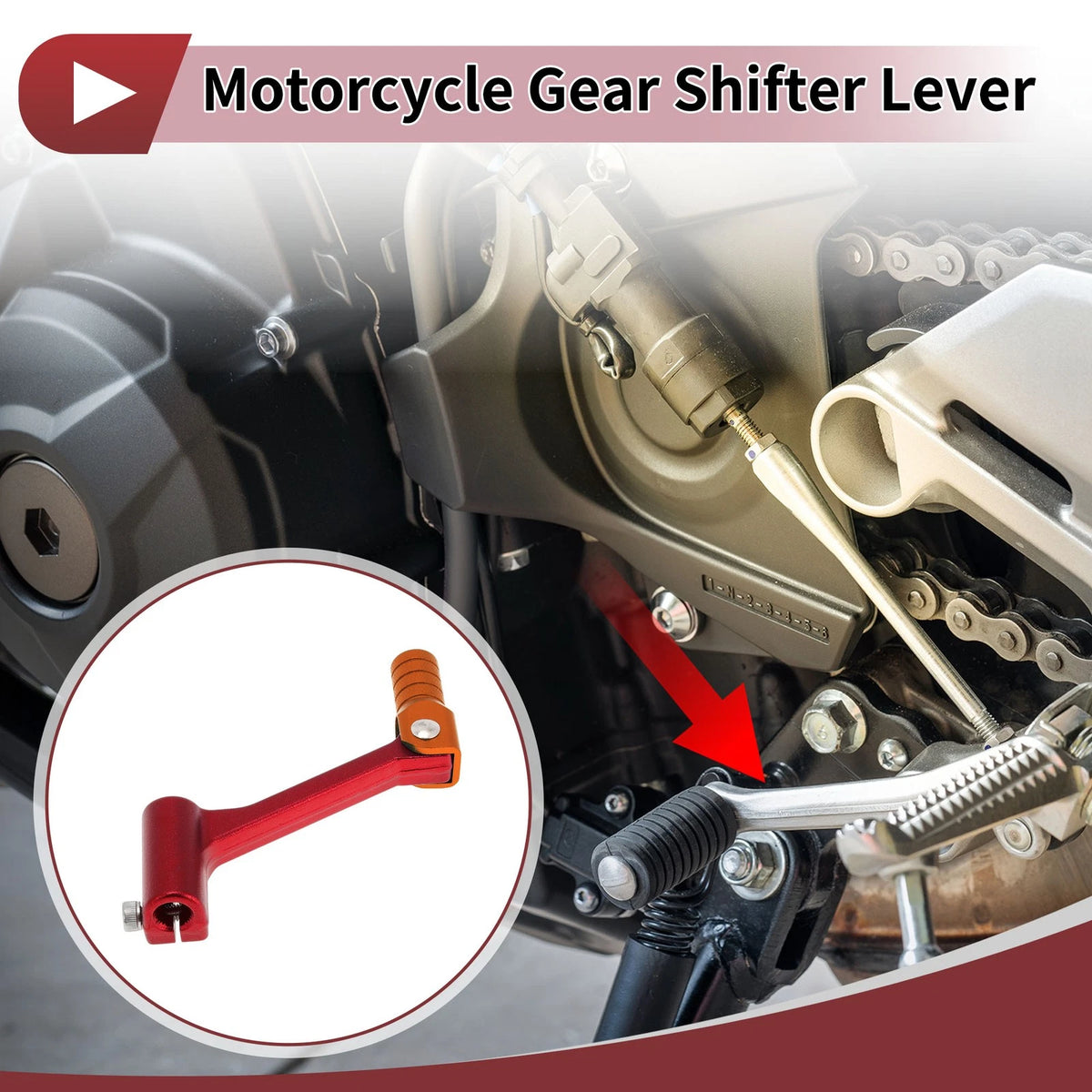 Folding Motorcycle Gear Shifter Lever for Bosuer Cheetah Red/Orange