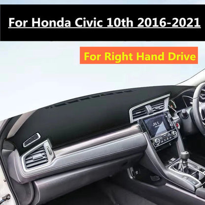 RHD PU Leather Dashboard Cover Mat for Honda Civic (2016–2021)