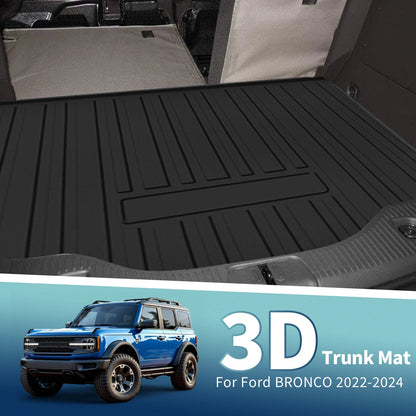 Flat Face Cargo Liner Rear Trunk Mat for Ford Bronco (2022-2024) 1 Pc