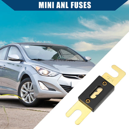 5 x Mini ANL 120A Fuses for Car, Motorcycle, Boat - Gold Tone, Black