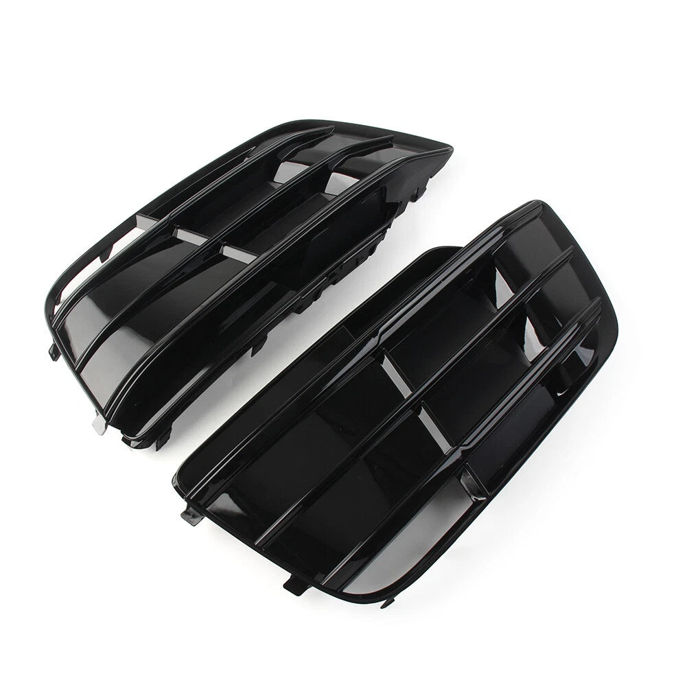 Black Front Bumper Fog Light Grille Covers for Audi Q5 SQ5 (2018-2022)