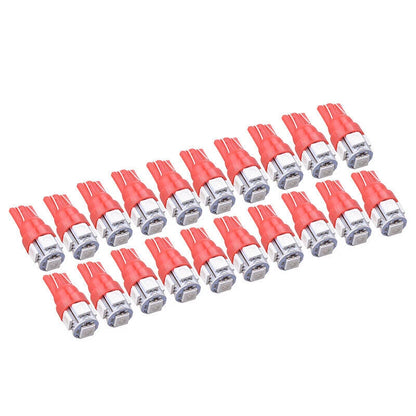 20 x Red T10 5050 5SMD LED Dome Map Lights for Universal Vehicles