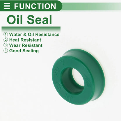 Oil Seal 10x20x7mm Rotary Shaft Seal TPU Green 5 Pcs
