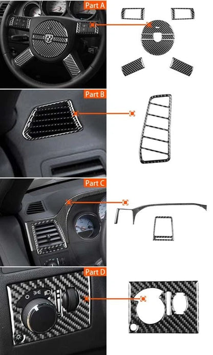 Carbon Fiber Interior Steering Wheel Cover Trim Fit for Challenger 2008-2014