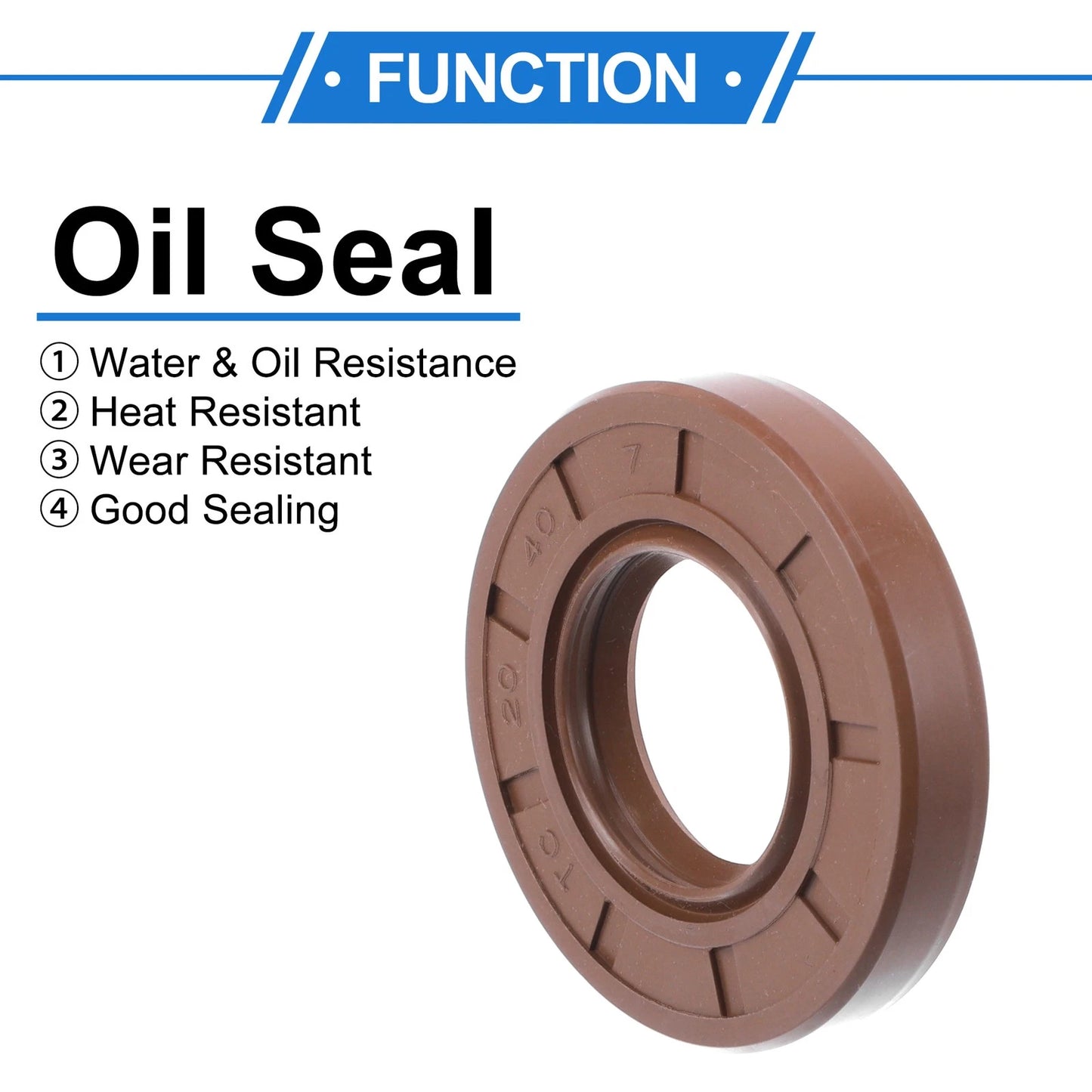 Oil Seal 20x40x7mm 2 x Seal Ring Rotary Shaft Seal FKM Rubber