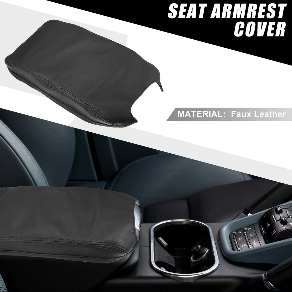 Center Console Armrest Cover Pad for Toyota Camry Hybrid (2012-2017) Black