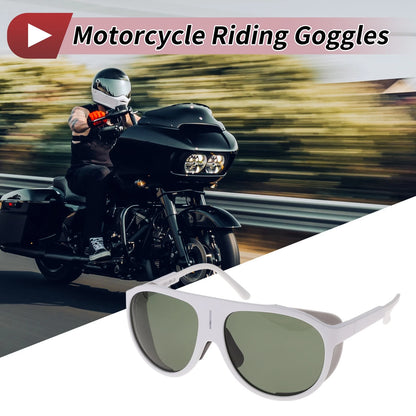 1 Pc Motorcycle Riding Goggles Green Lens White Frame Tri-acetel Cellulose