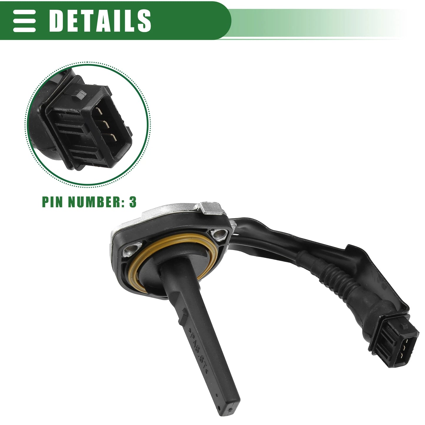 Oil Level Sensor for BMW 528i Metal Plastic Black Silver Tone (2008-2016)
