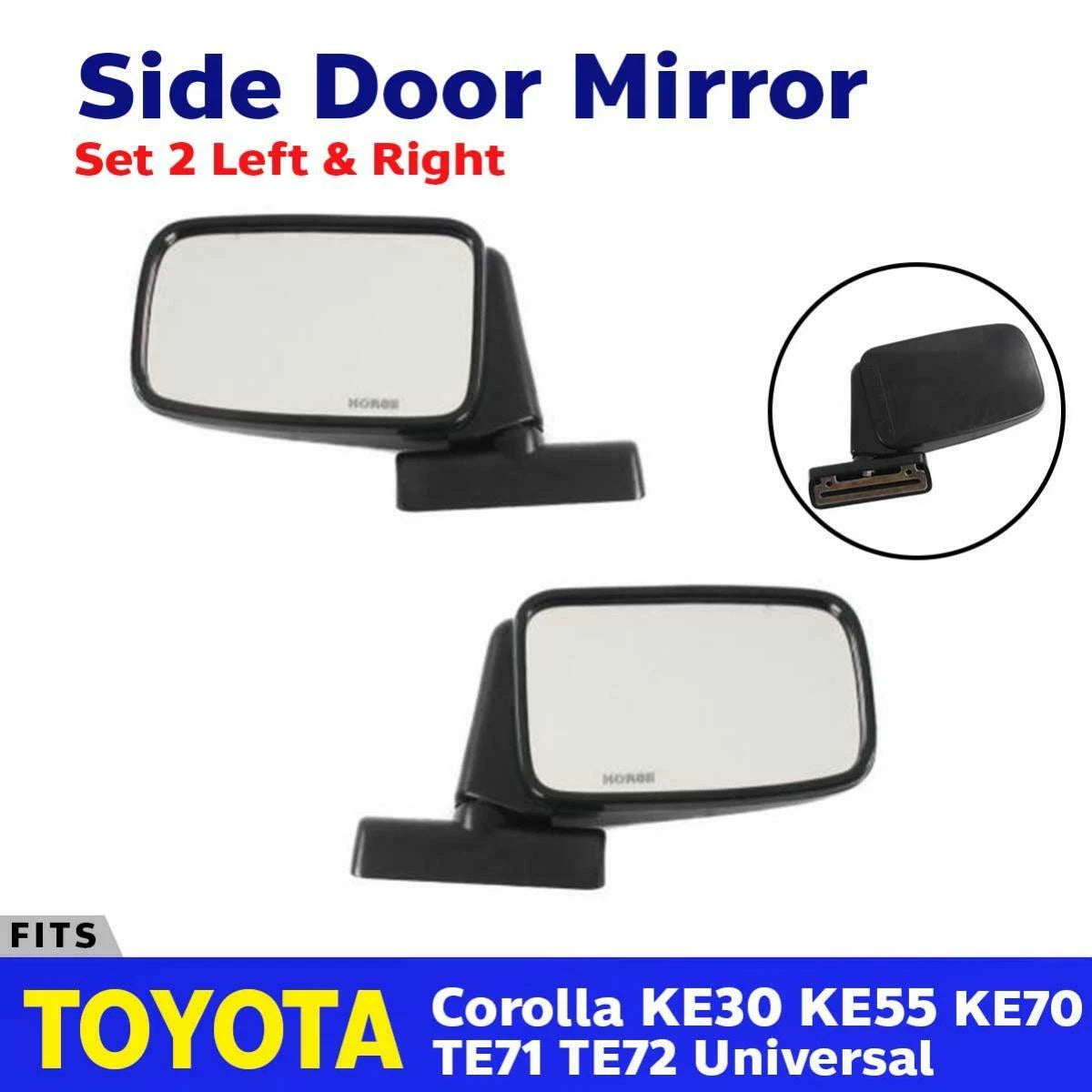 Side Door Mirror L+R Pair Fits Toyota Corolla KE30 KE55 KE70 TE71 TE72 Universal