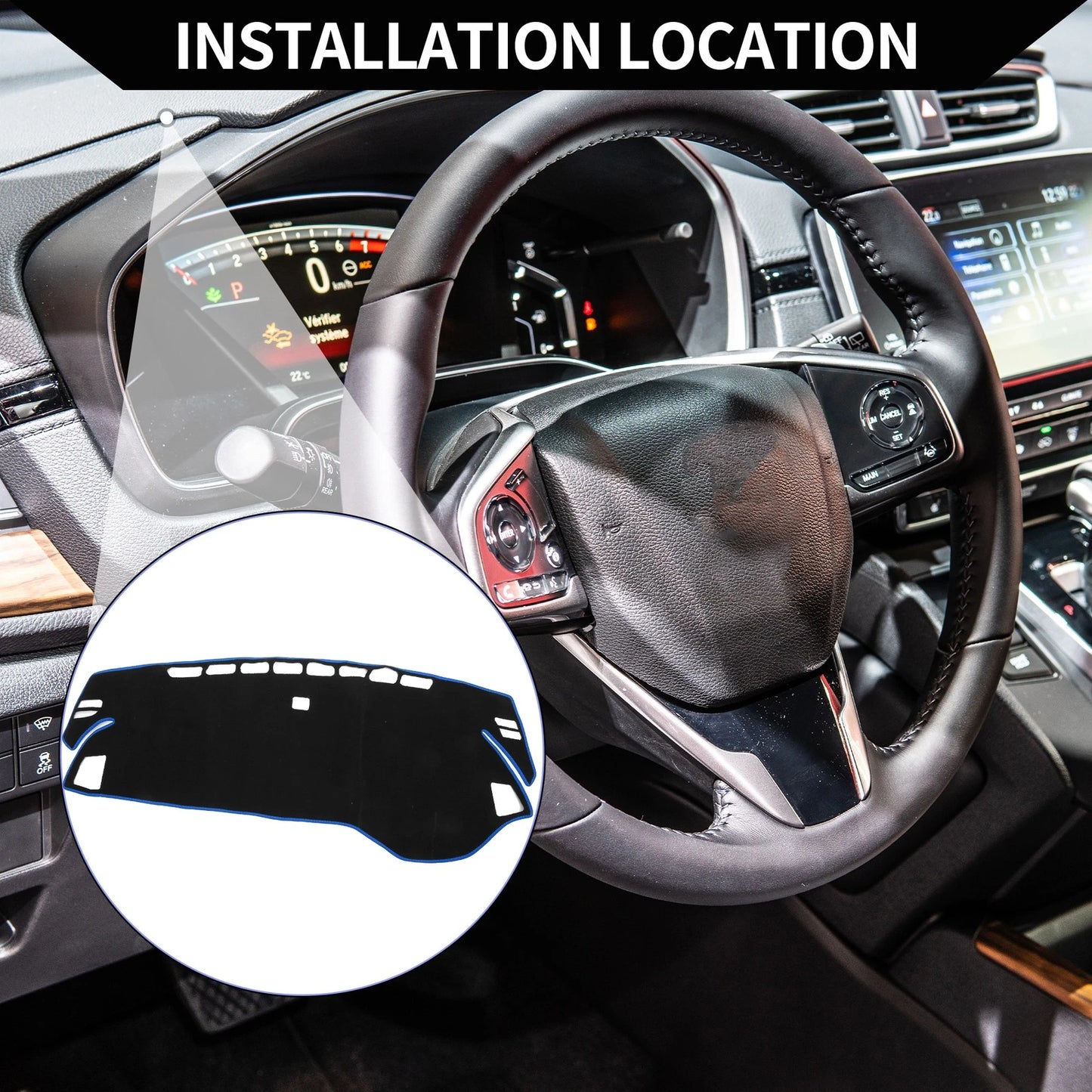 Dashboard Cover Mat for Honda Odyssey (2022-2024) Black Blue 1 Set