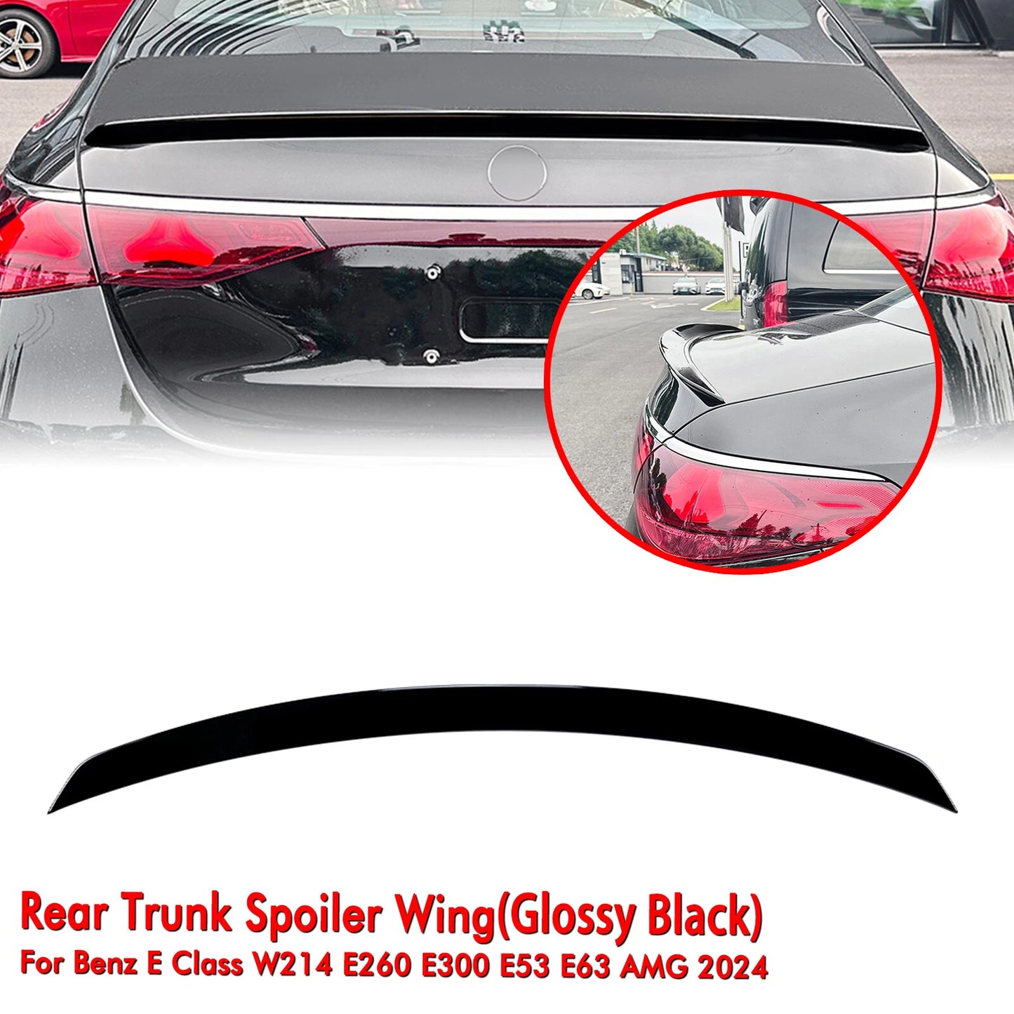 Gloss Black Rear Boot Spoiler Lip for Benz E Class W214 (2024-2025)