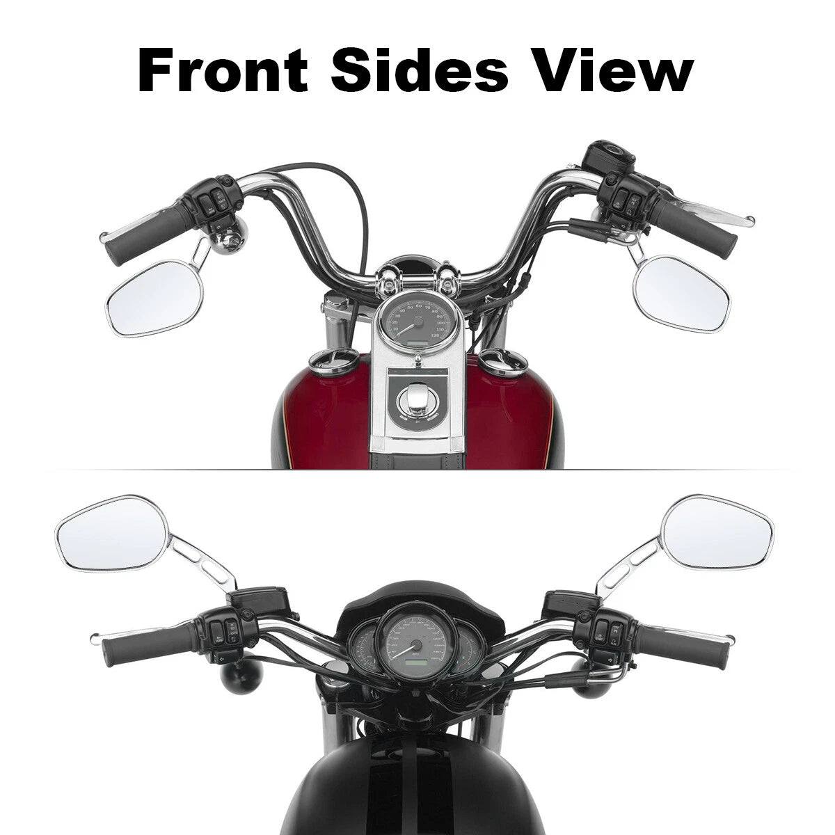 Chrome Rearview Mirrors for Harley Softail Slim FLSS Deluxe Heritage Fatboy (2014-2023)