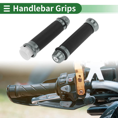 7/8" 22mm Hand Grips Cover Handlebar for Motorcycle Titanium Tone