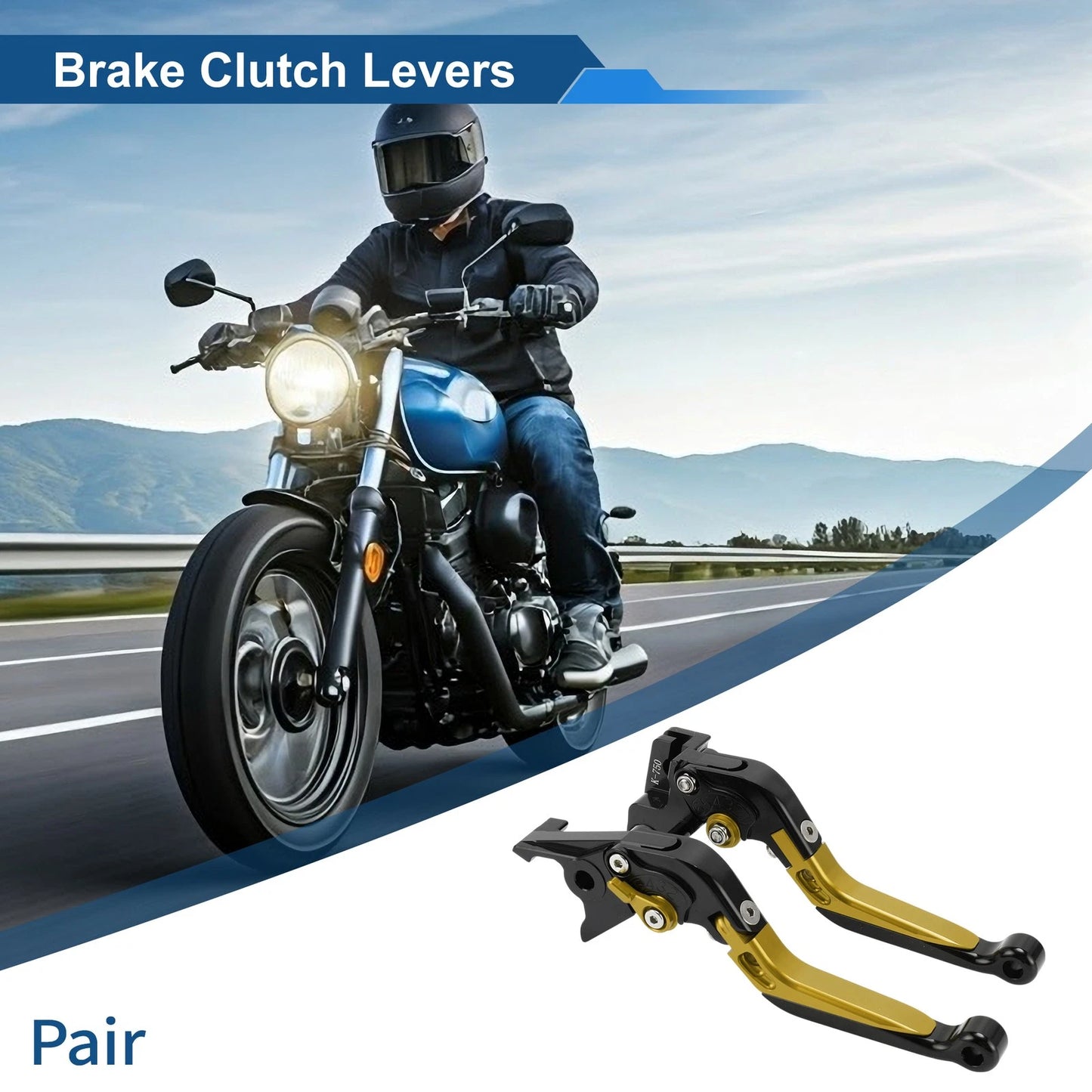 2 x Brake Clutch Levers Black Gold Tone for Kawasaki Vulcan S 650 (2015–2023)