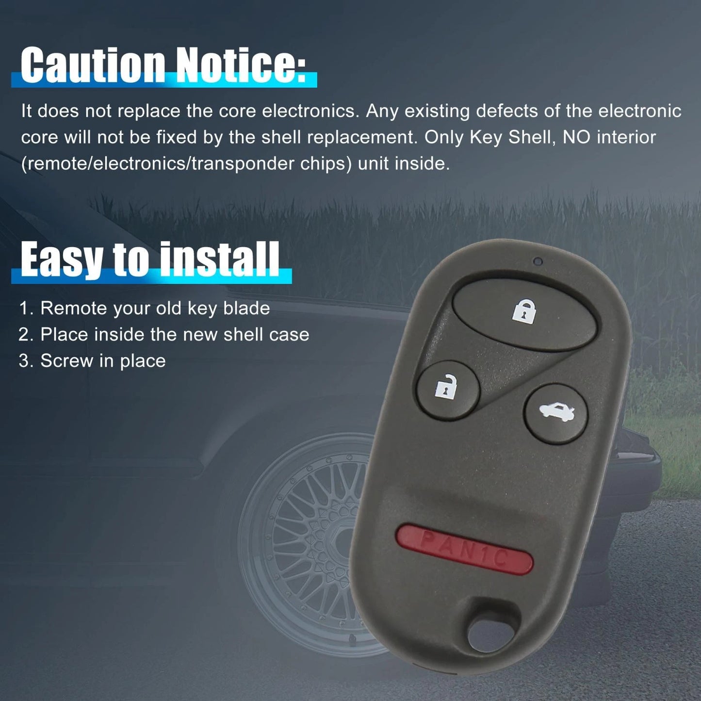 Remote Key Fob Shell Case for Honda Accord (2003-2007)