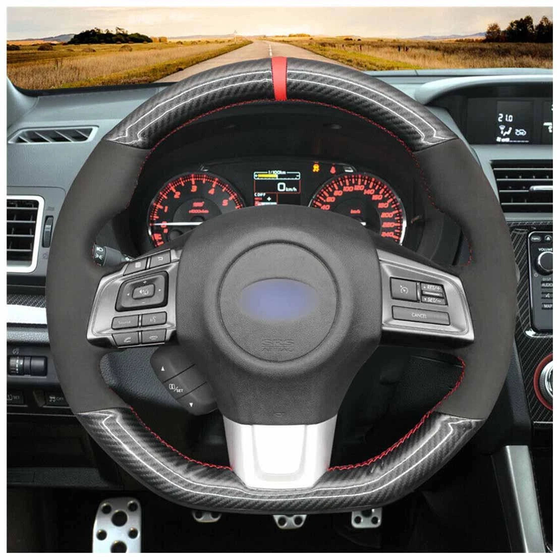 Carbon Fiber Leather Steering Wheel Cover for Subaru WRX STI (2015-2019)