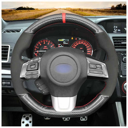 Carbon Fiber Leather Steering Wheel Cover for Subaru WRX STI (2015-2019)