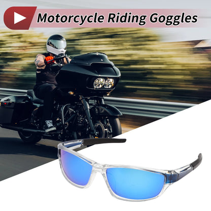 Motorcycle Riding Goggles Blue Lens Transparent Frame Tri-acetel Cellulose