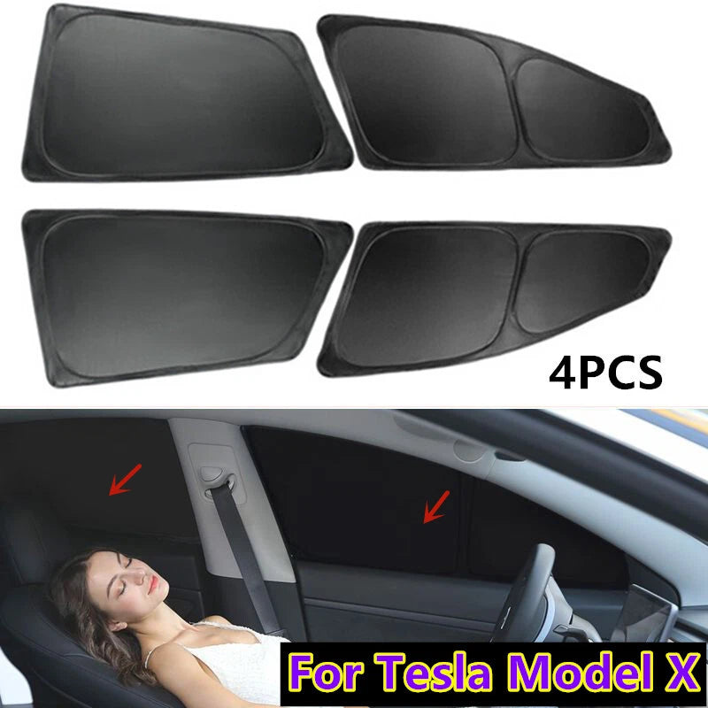 4X Car Side Window Sleep Privacy Camping Blind Sun Shade Cover for Tesla Model X