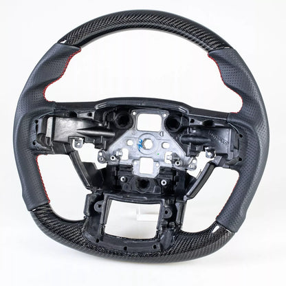 Carbon Flat Bottom Leather Steering Wheel for Ford F150 F250 F350 F450 (15-22)