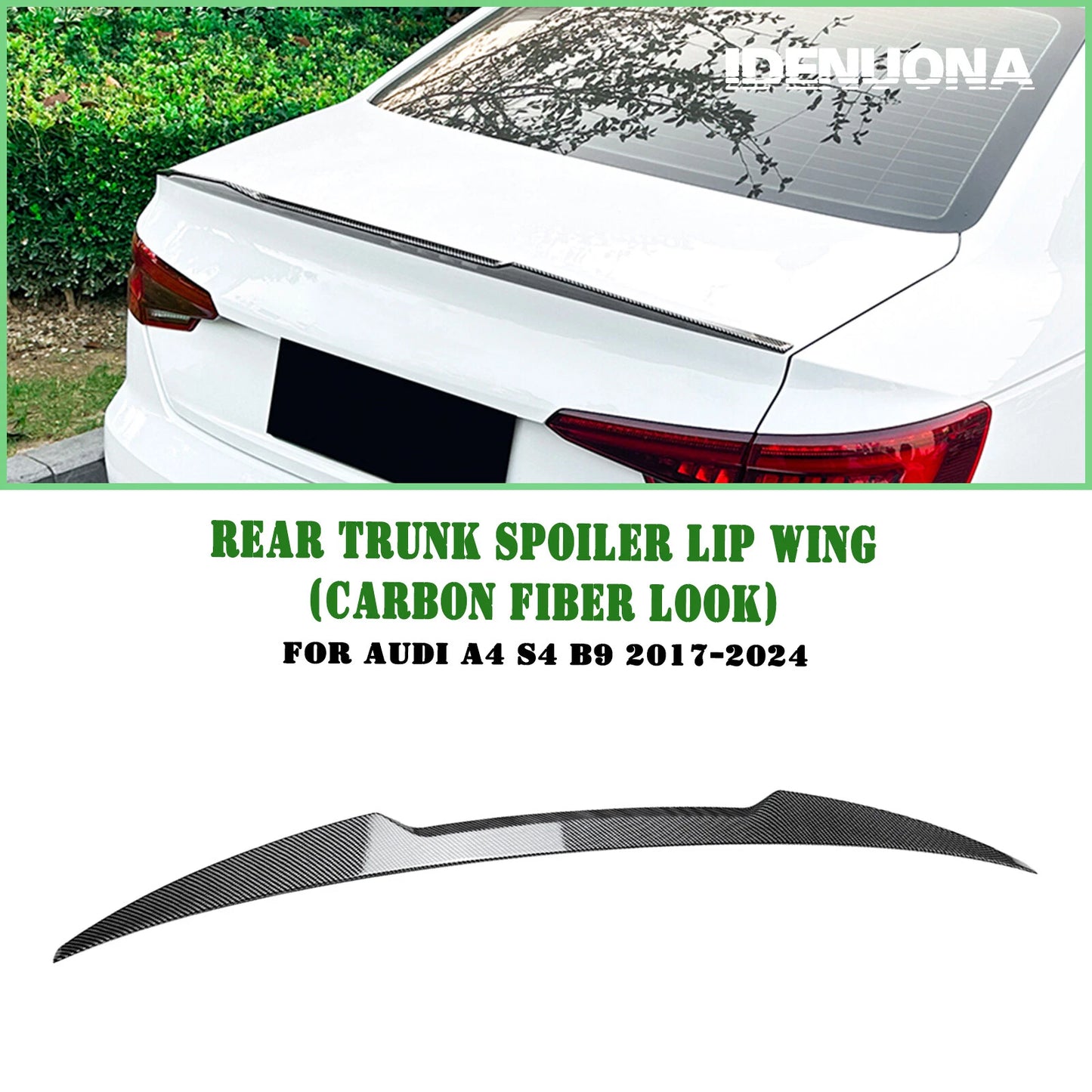 1pc Carbon Look Rear Boot Spoiler Lip for Audi A4 S4 B9 (2017-2024)