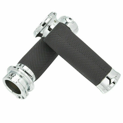 Chrome 1" Handlebar Grips for Harley Touring Sportster 883 1200 (2004-2023)