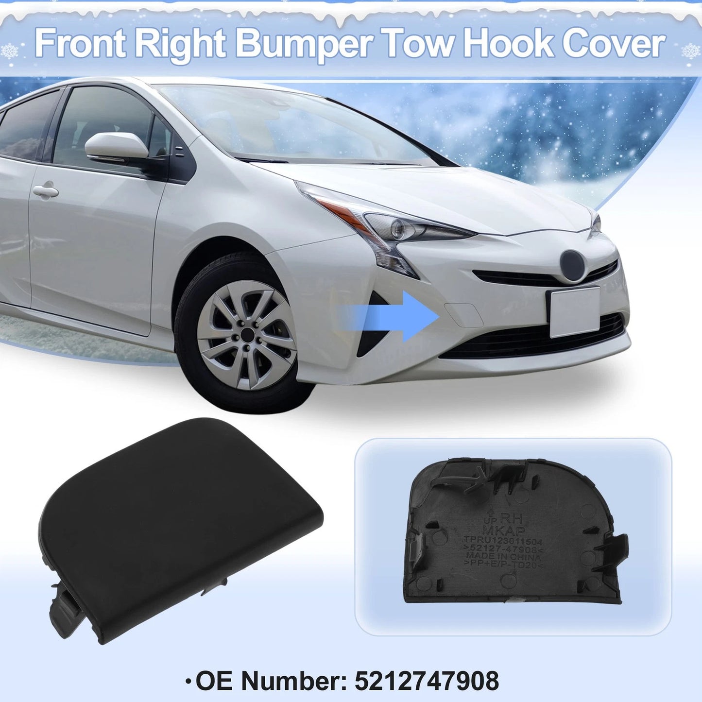Right Front Tow Hook Cover Cap for Toyota Avensis (2008–2011)