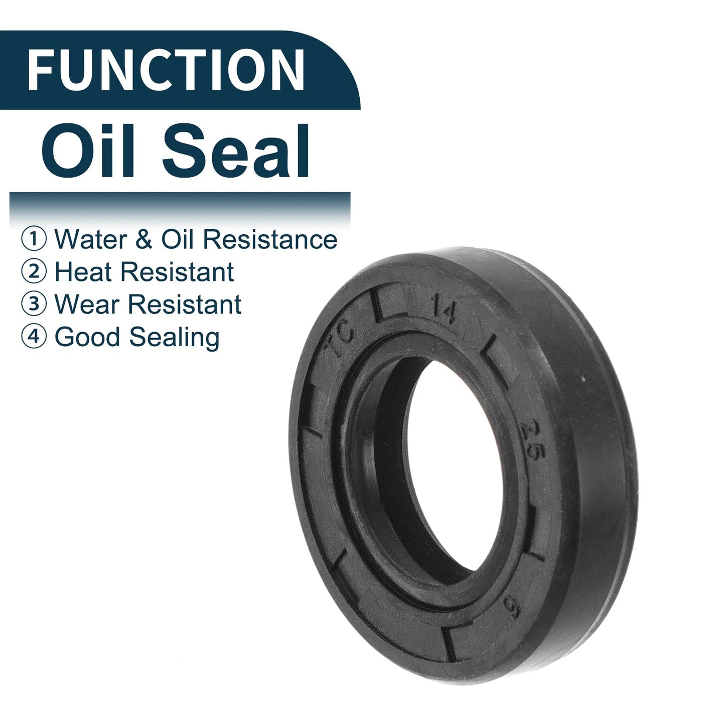 Oil Seal 14x25x6mm Black 5Pcs Rotary Shaft Seal