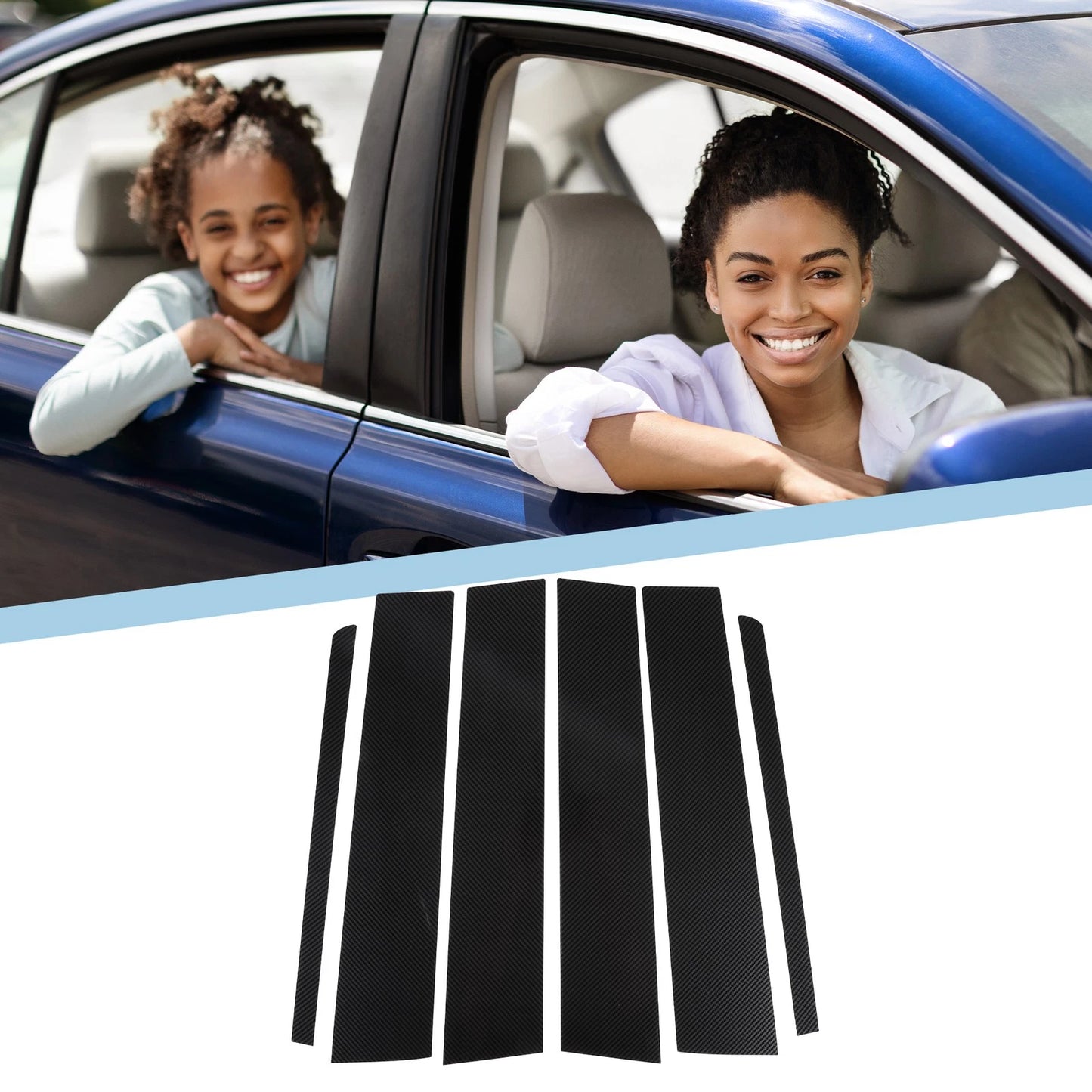 6 Pcs Black Carbon Fiber Window Trim Covers for Ford Explorer (2011-2019)