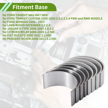 8 x Big End Bearings Shells for Ford Transit, Mondeo, Land Rover Defender