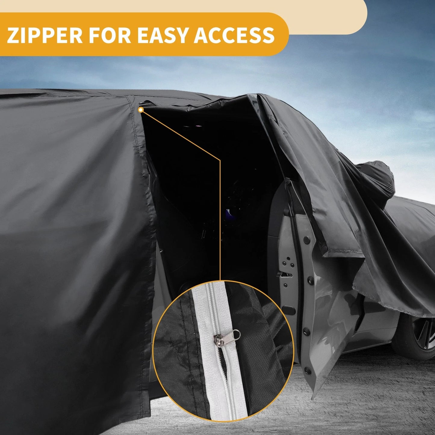 210D-PU Car Cover Waterproof All Weather for Porsche 718 Black with Zipper