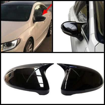 Side View Mirror Covers Gloss Black 2 Piece for VW Passat CC (2009-2011)