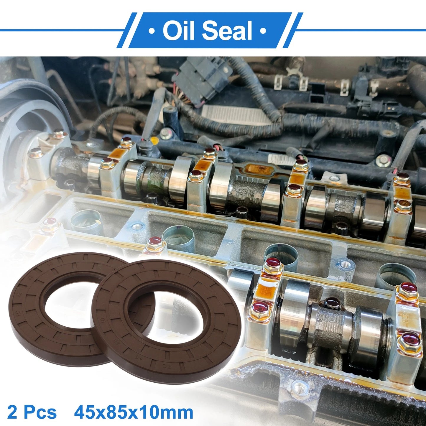 Oil Seal 45x85x10mm Brown FKM 2 x Seal Ring Rotary Shaft for Vehicle