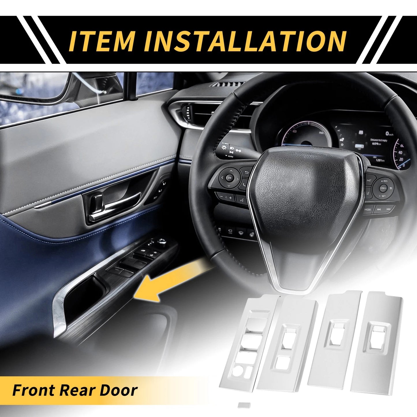 1 Set Front Rear Door Window Switch Cover Trim for Toyota Tundra (2022–2024)