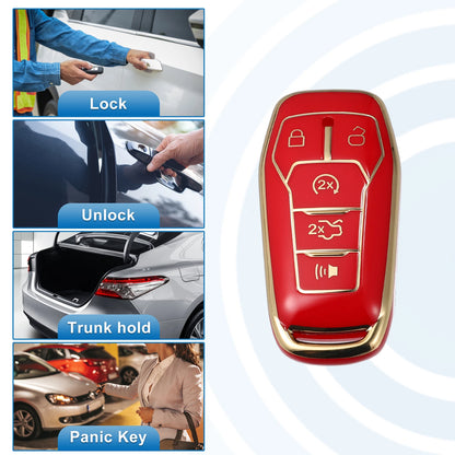 TPU Remote Key Fob Case Cover for Ford Fusion, F150 - 5 Button (2013-2020)